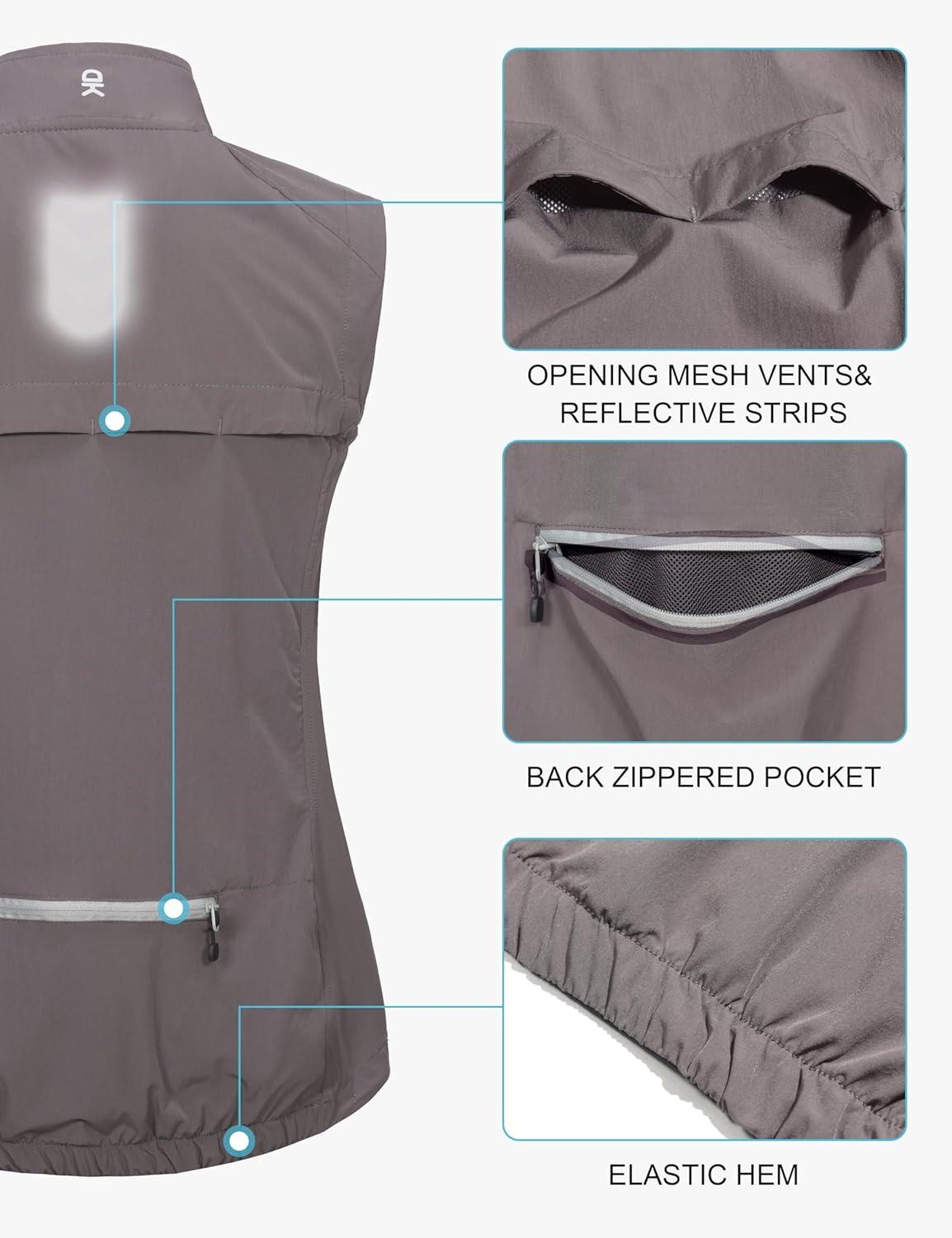 imageLittle Donkey Andy Womens Lightweight Quick Dry Vest Windproof Packble Sleeveless Jacket for Cycling Running Grey Large