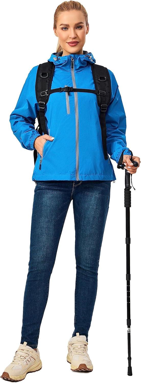 imageLittle Donkey Andy Womens Lightweight Windbreaker Zip Up Windproof Outerwear Jacket for Hiking Travel CyclingBlue Danube