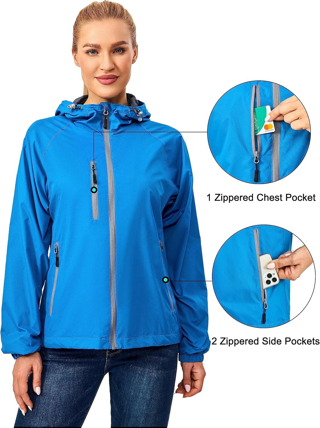 imageLittle Donkey Andy Womens Lightweight Windbreaker Zip Up Windproof Outerwear Jacket for Hiking Travel CyclingBlue Danube