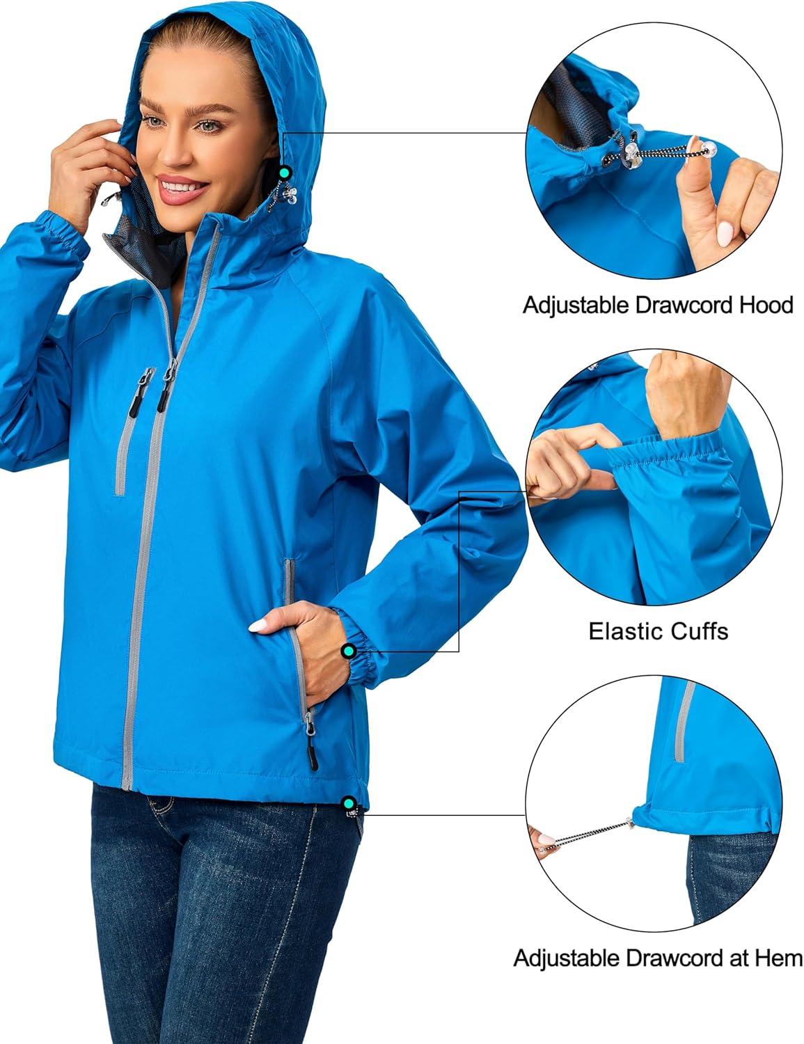 imageLittle Donkey Andy Womens Lightweight Windbreaker Zip Up Windproof Outerwear Jacket for Hiking Travel CyclingBlue Danube