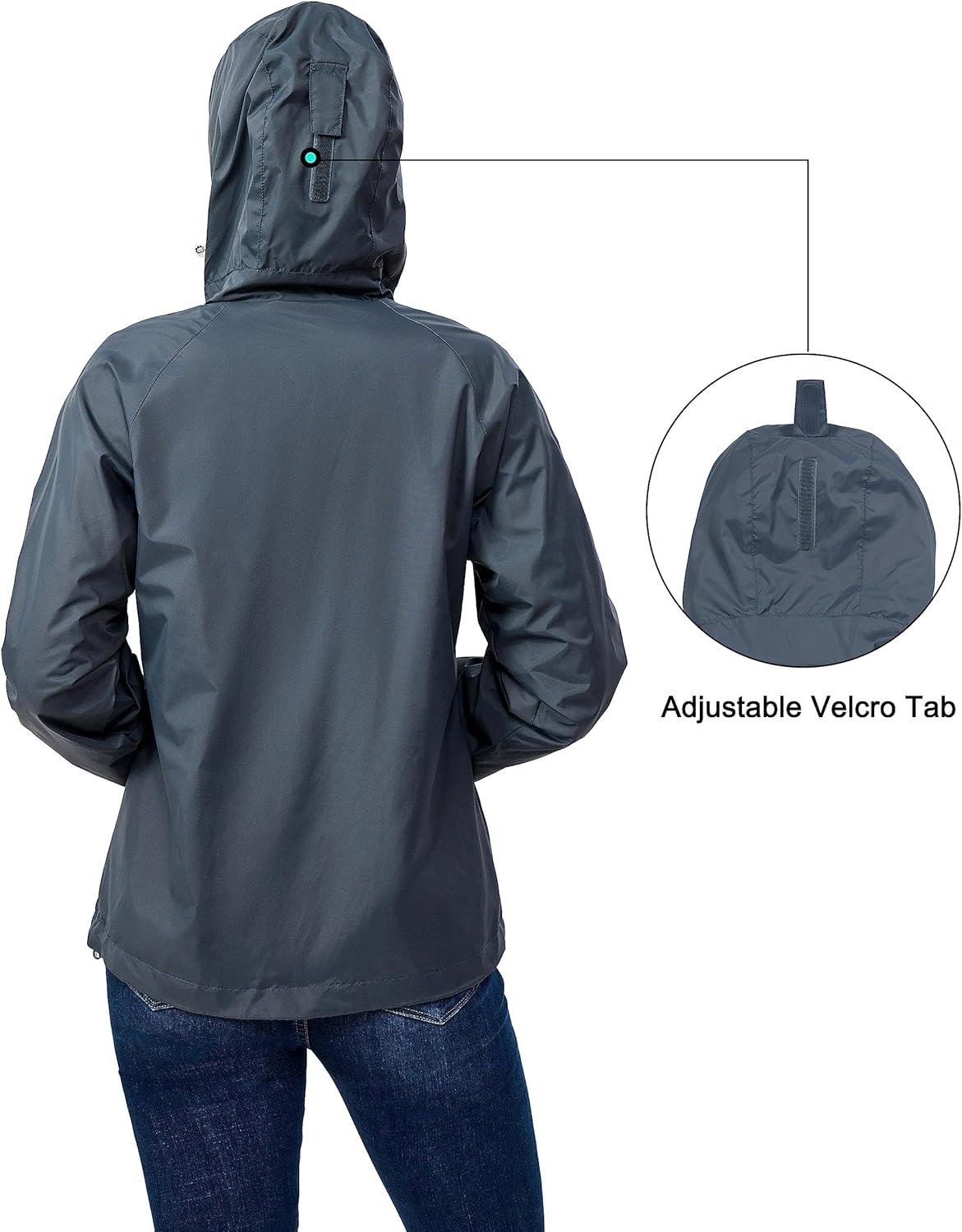imageLittle Donkey Andy Womens Lightweight Windbreaker Zip Up Windproof Outerwear Jacket for Hiking Travel CyclingSteel Grey