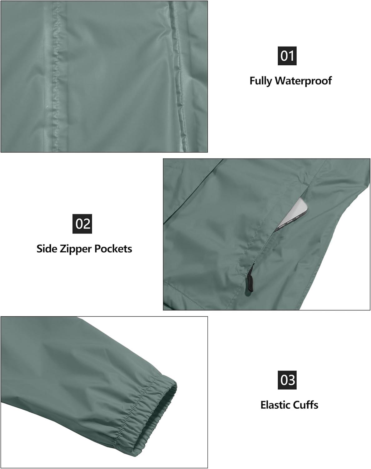 imageLittle Donkey Andy Womens Packable Rain Jacket Waterproof Lightweight Rain Coat with Hood for Golf CyclingPale Aqua