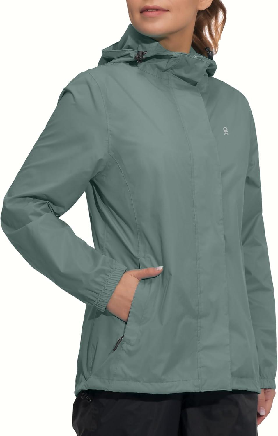 imageLittle Donkey Andy Womens Packable Rain Jacket Waterproof Lightweight Rain Coat with Hood for Golf CyclingPale Aqua