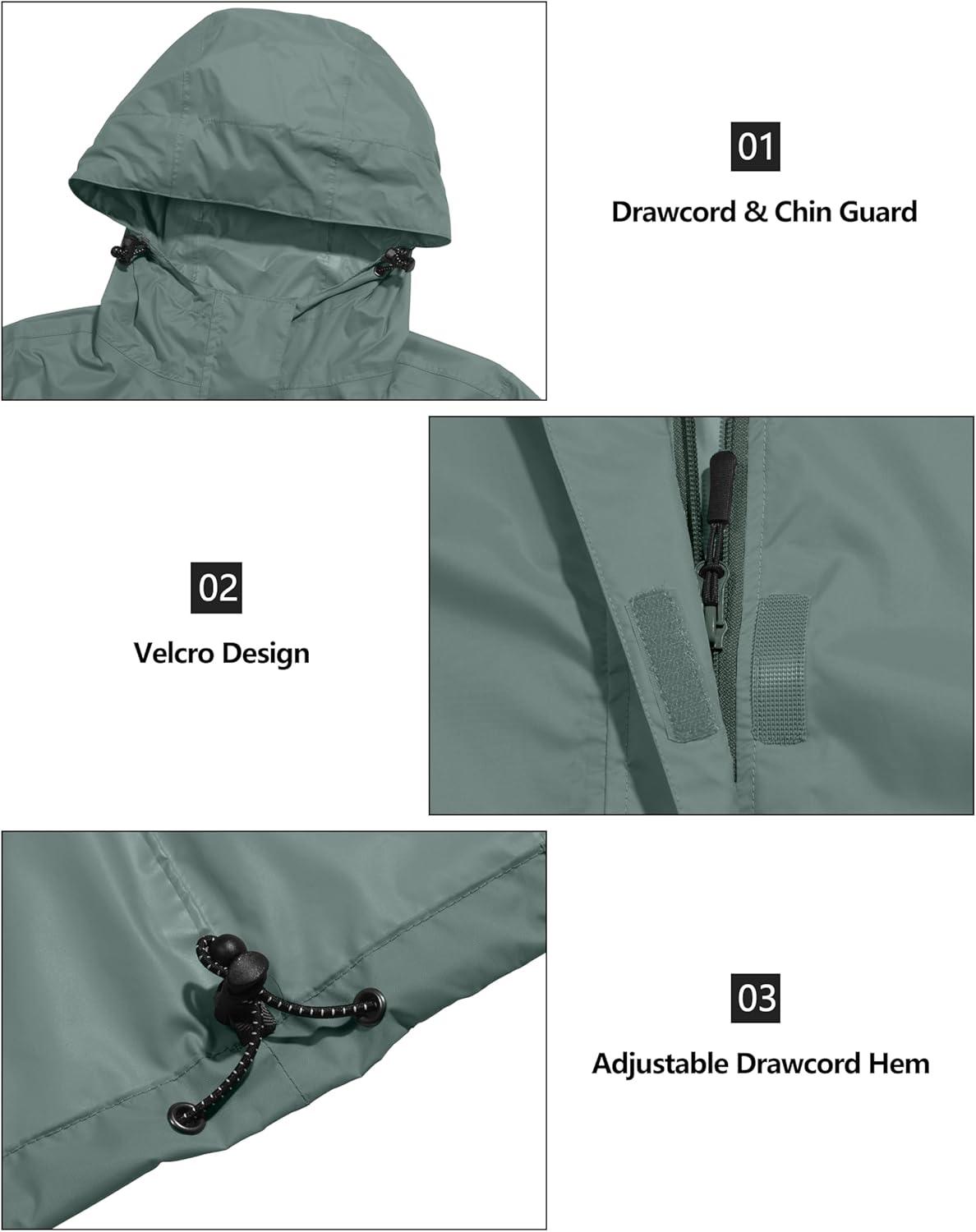 imageLittle Donkey Andy Womens Packable Rain Jacket Waterproof Lightweight Rain Coat with Hood for Golf CyclingPale Aqua