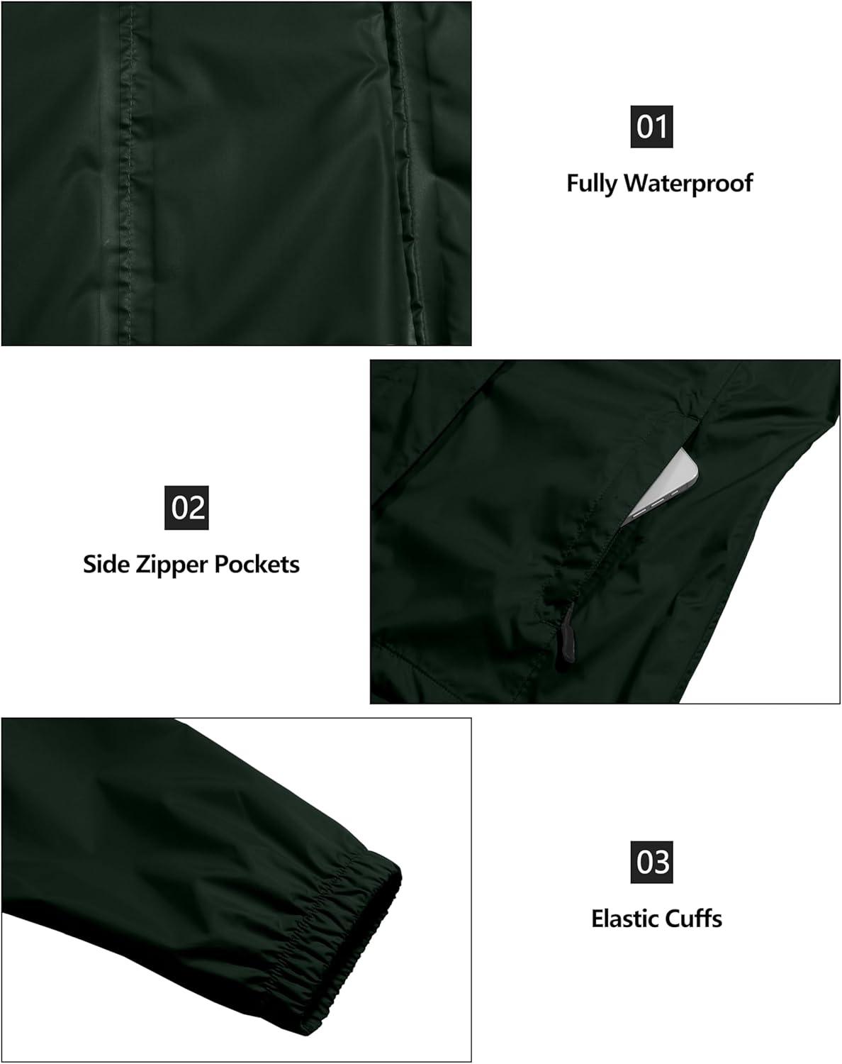 imageLittle Donkey Andy Womens Packable Rain Jacket Waterproof Lightweight Rain Coat with Hood for Golf CyclingRifle Green