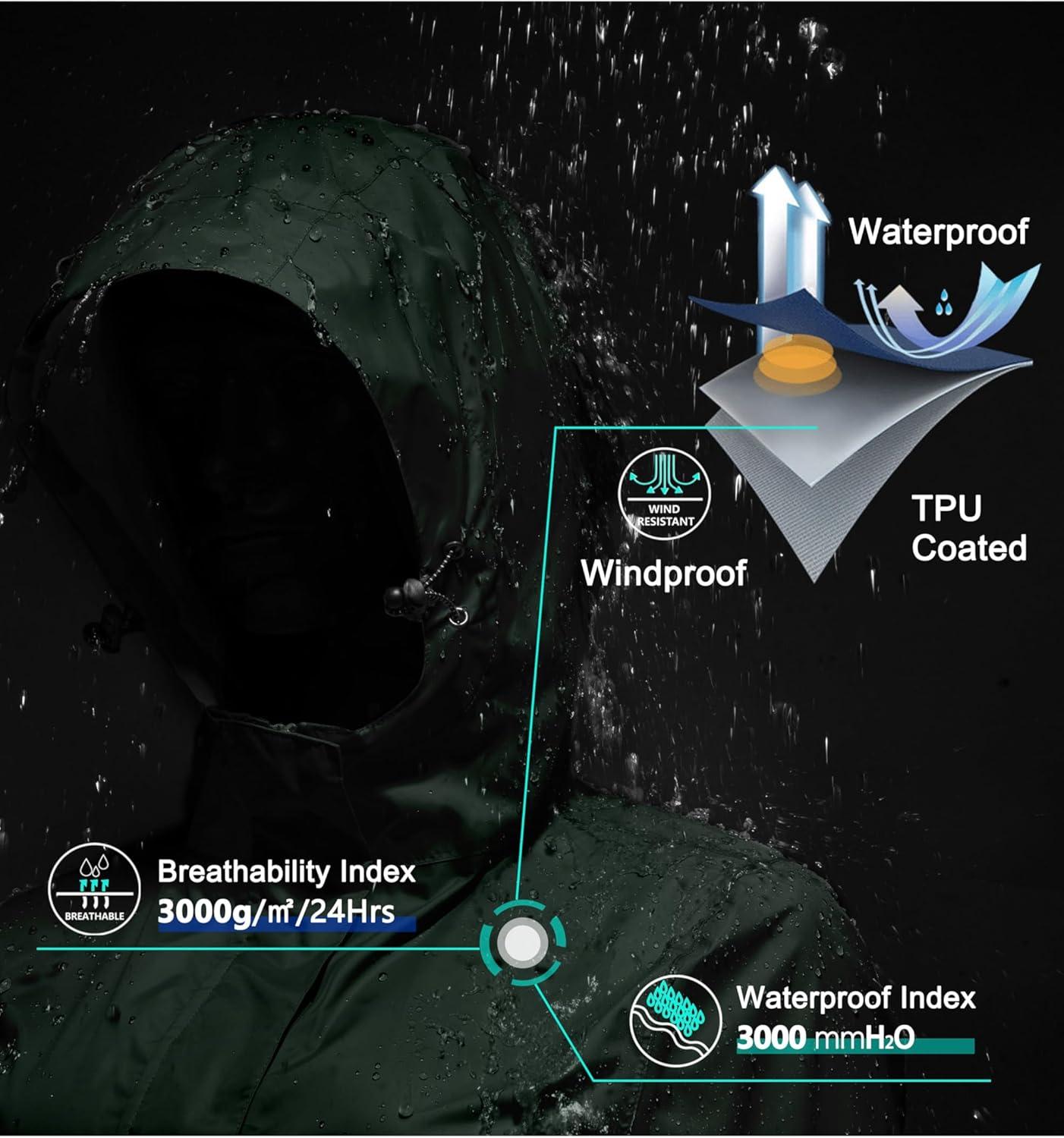 imageLittle Donkey Andy Womens Packable Rain Jacket Waterproof Lightweight Rain Coat with Hood for Golf CyclingRifle Green