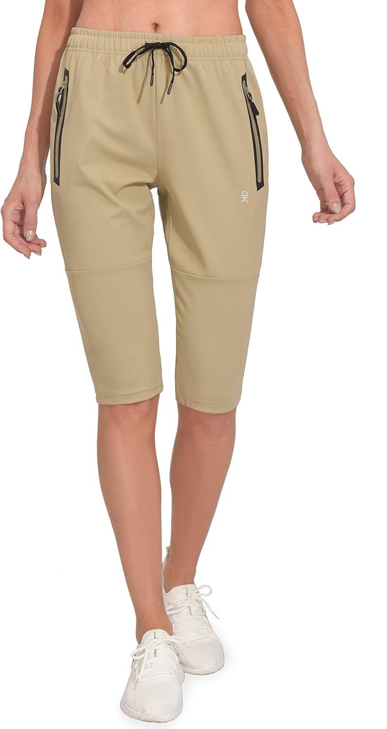 imageLittle Donkey Andy Womens Quick Dry Cool Capri Pants with Stretch Drawstring Summer Hiking Running Shorts