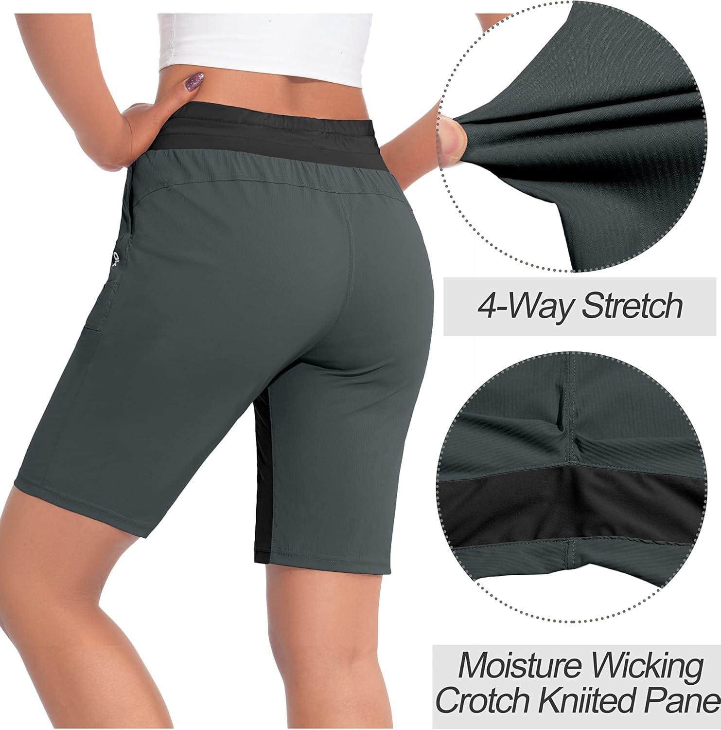 imageLittle Donkey Andy Womens Quick Dry Hiking Bermuda Shorts Stretch Golf Shorts Elastic Waist with DrawstringBlack Sand