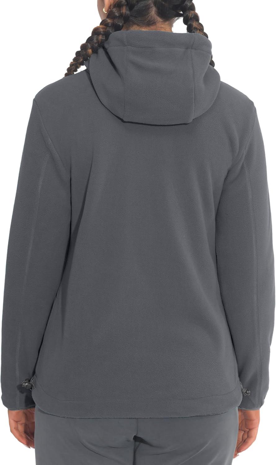 imageLittle Donkey Andy Womens Reversible Long Fleece Jacket Full Zip Polar Fleece Hoodie Lightweight Soft Warm Winter CoatDark Grey HeatherGranite Gray
