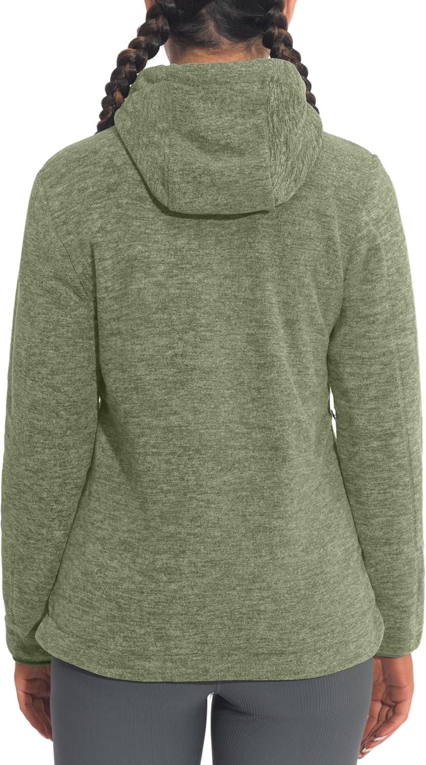 imageLittle Donkey Andy Womens Reversible Long Fleece Jacket Full Zip Polar Fleece Hoodie Lightweight Soft Warm Winter CoatOlive HeatherOlive