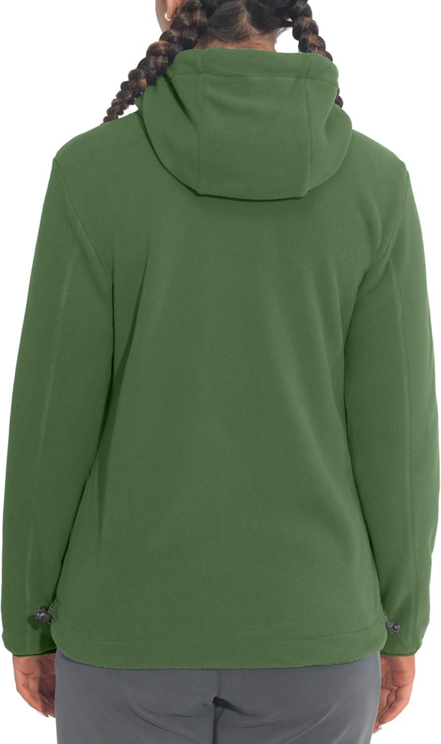 imageLittle Donkey Andy Womens Reversible Long Fleece Jacket Full Zip Polar Fleece Hoodie Lightweight Soft Warm Winter CoatOlive HeatherOlive