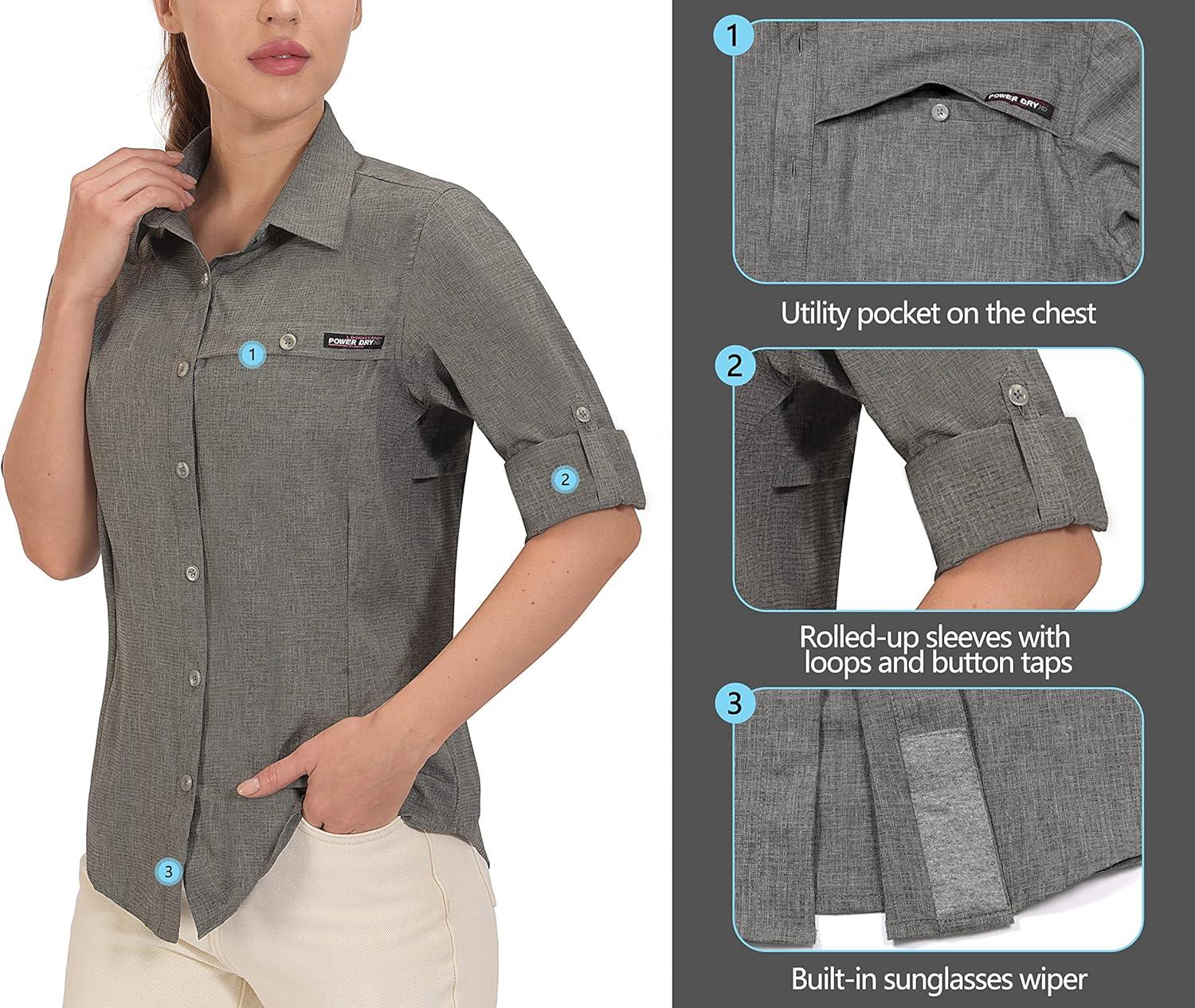 imageLittle Donkey Andy Womens UPF 50 UV Protection Shirt Breathable Long Sleeve Fishing Hiking Shirt AirHoles Tech