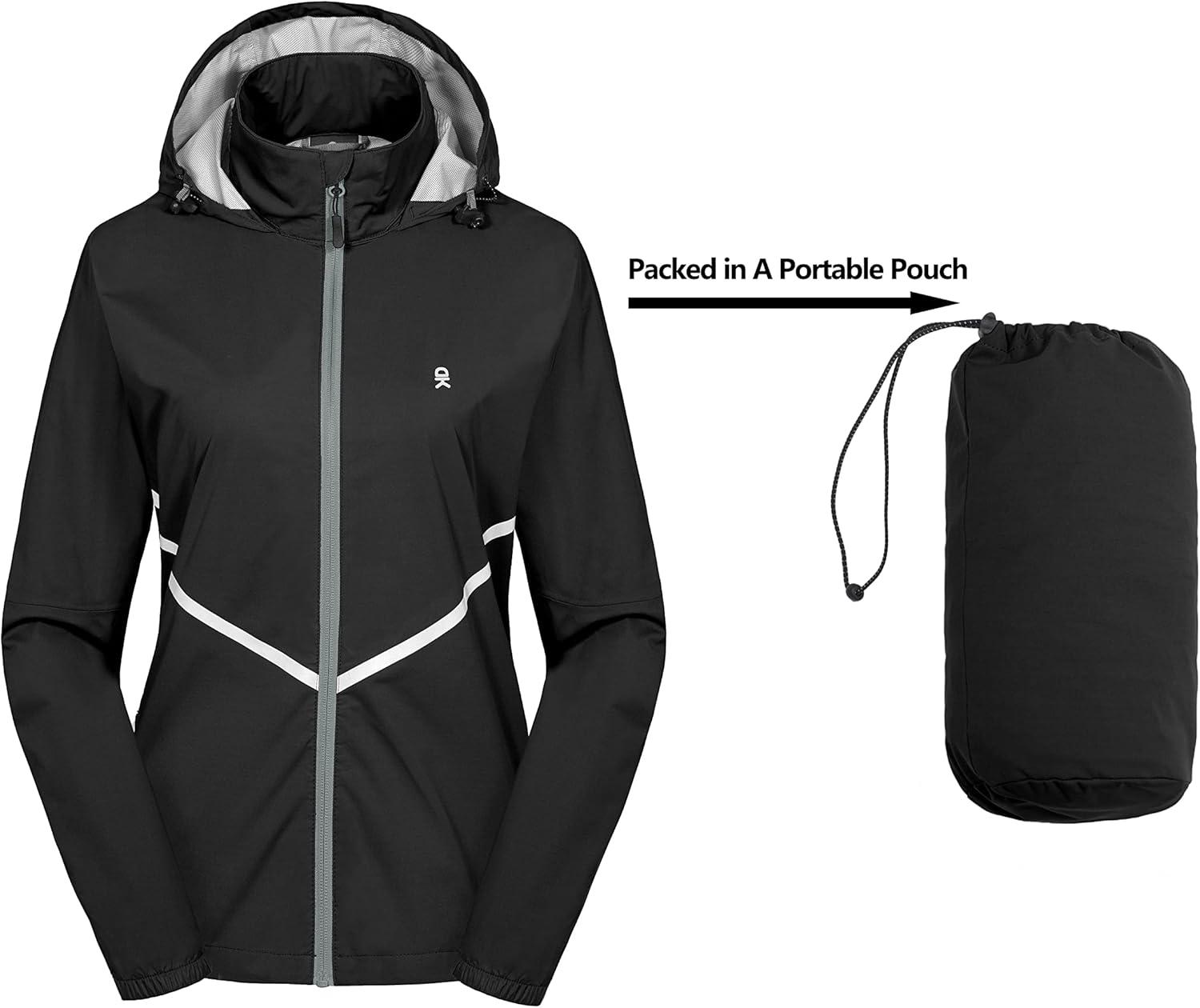 imageLittle Donkey Andy Womens Waterproof Cyling Jackets Rain Running Coats Lightweight Windproof PackableUpgraded Black