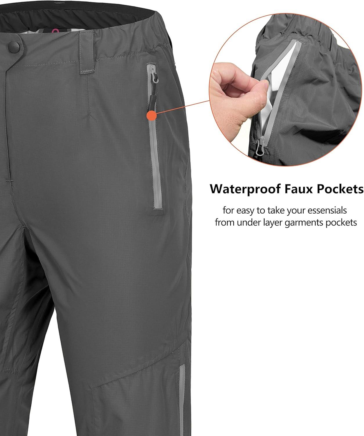 imageLittle Donkey Andy Womens Waterproof Lightweight Rain Pants Rainproof Overpants Hiking Golf OutdoorGrey