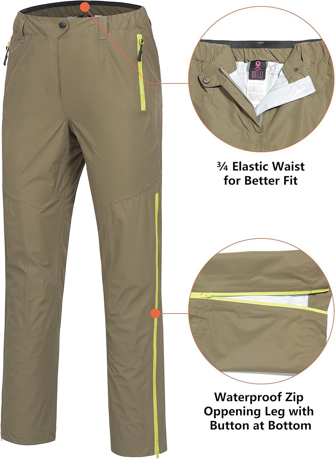 imageLittle Donkey Andy Womens Waterproof Lightweight Rain Pants Rainproof Overpants Hiking Golf OutdoorSage