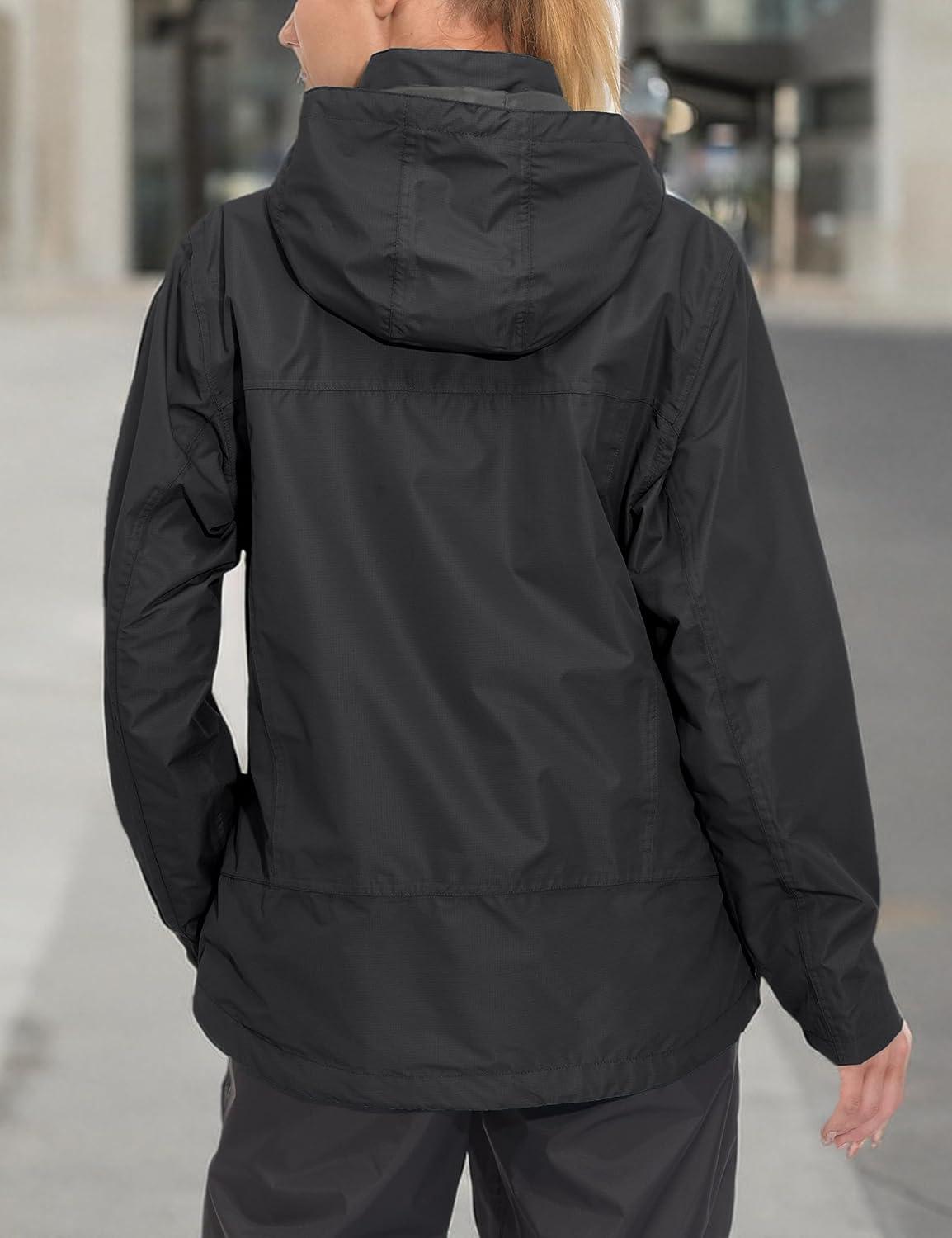 imageLittle Donkey Andy Womens Waterproof Rain Jacket with Hood Breathable Lightweight Windbreaker Rain Shell Coat