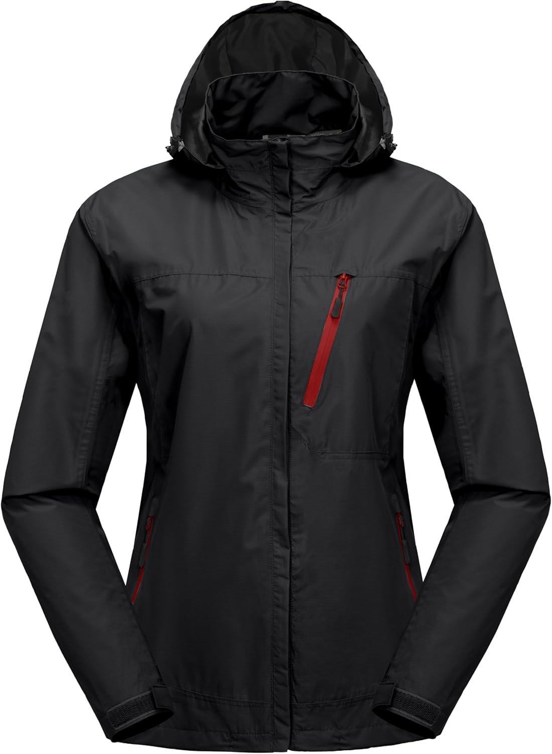 imageLittle Donkey Andy Womens Waterproof Rain Jacket with Hood Breathable Lightweight Windbreaker Rain Shell Coat