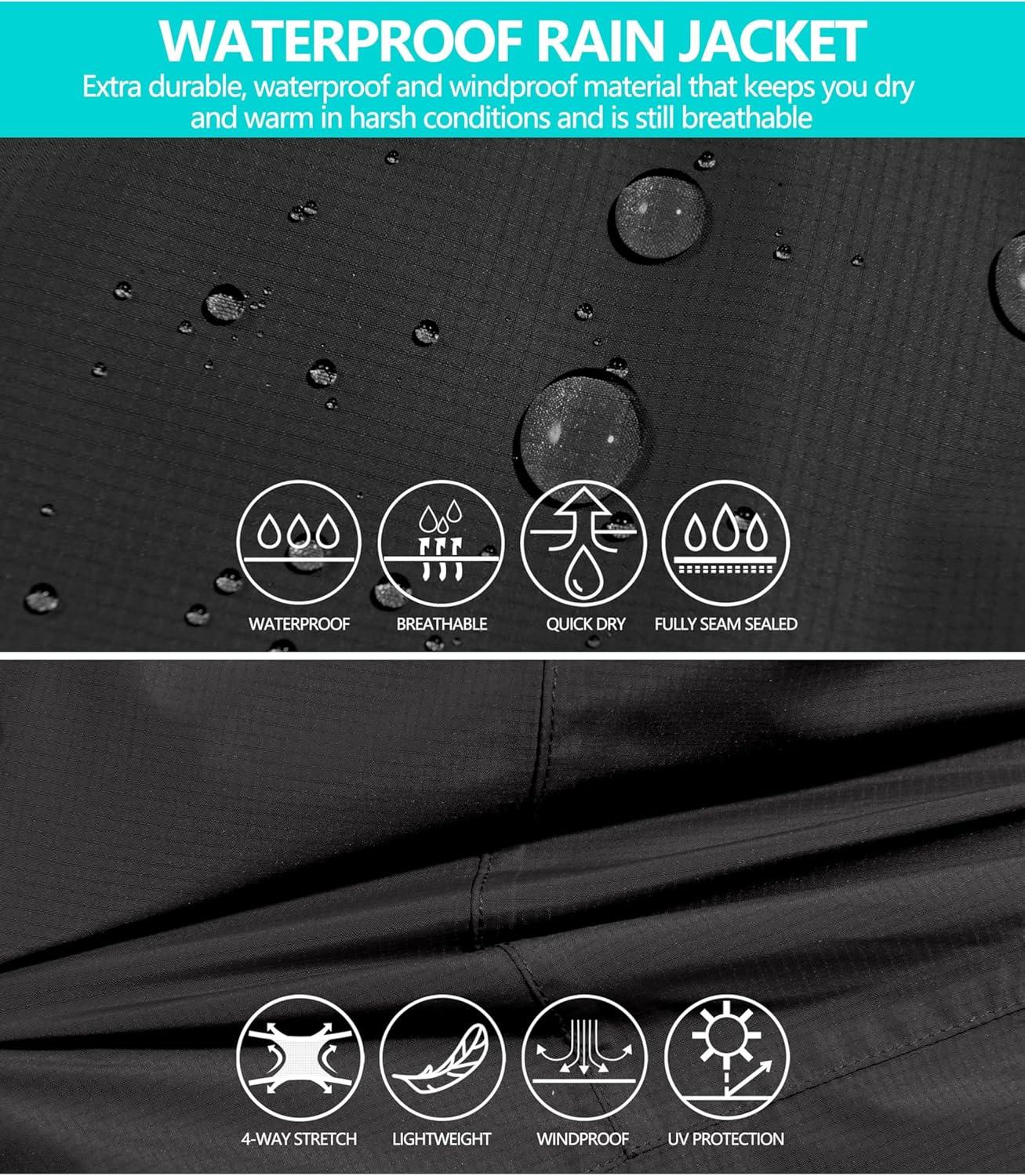imageLittle Donkey Andy Womens Waterproof Rain Jacket with Hood Breathable Lightweight Windbreaker Rain Shell Coat
