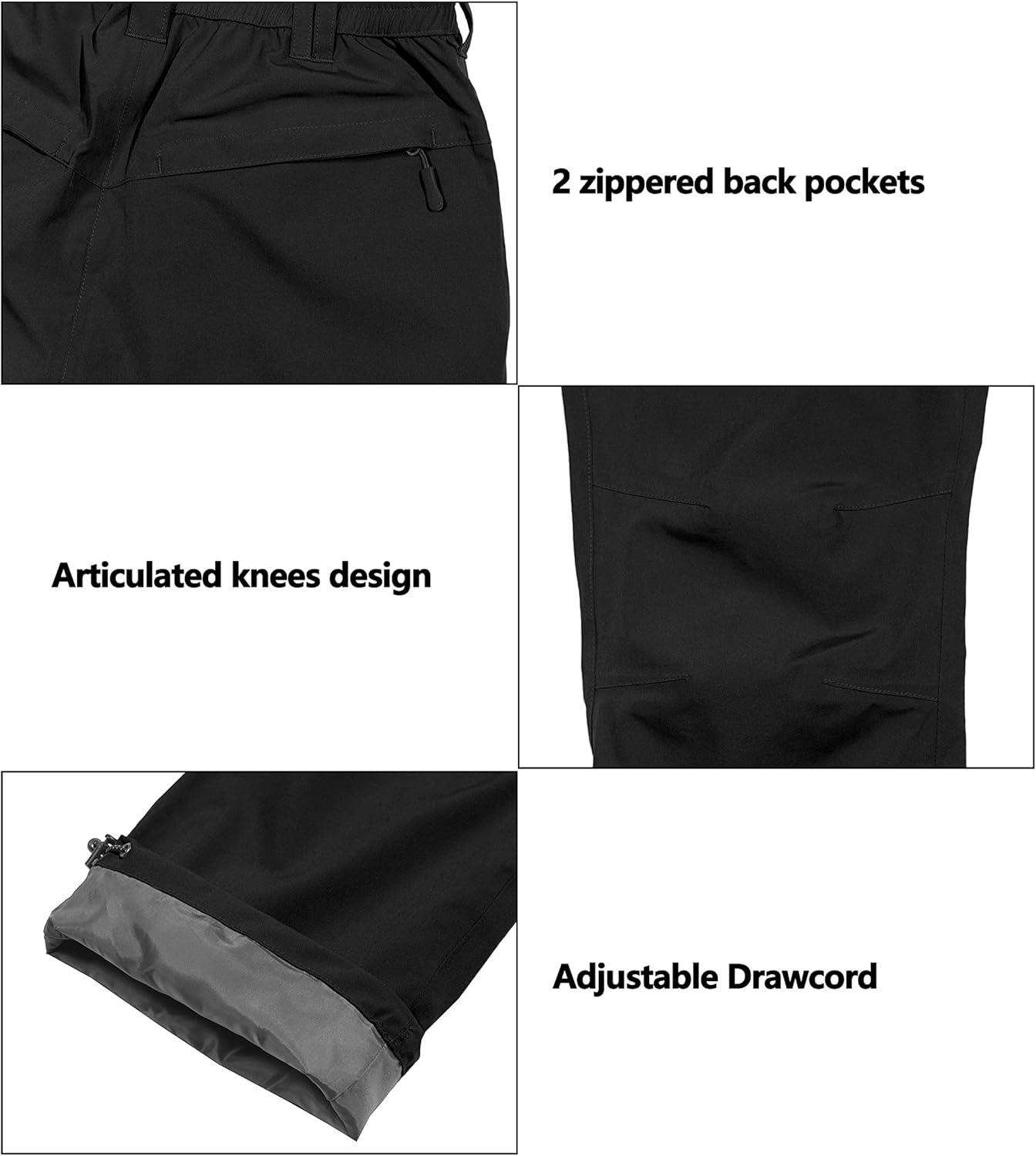 imageLittle Donkey Andy Womens Waterproof Rain Pants Lightweight Breathable Rainproof Pants for Outdoor Hiking GolfBlack