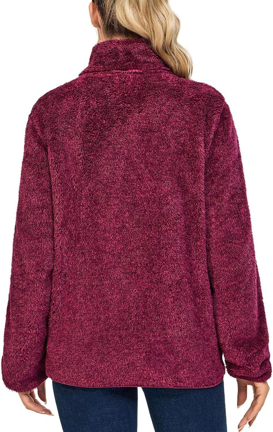 imageLittle Donkey Andy Womens Winter Hoodies Sherpa Fleece Jacket Warm Lightweight Sweatshirt Zip Up Outerwear Fuzzy CoatBpurple