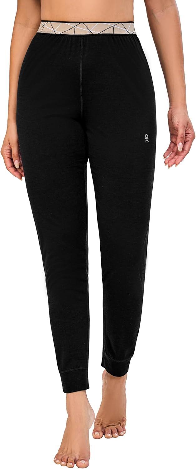 imageLittle Donkey Andy Womens Wool Base LayerThermal Underwear Bottoms Winter Long Johns PantsQuick Dry WickingBlack