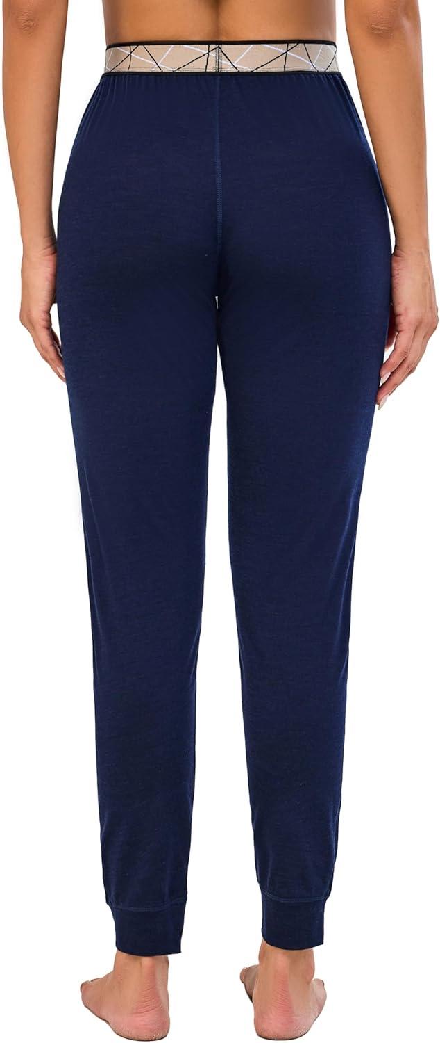imageLittle Donkey Andy Womens Wool Base LayerThermal Underwear Bottoms Winter Long Johns PantsQuick Dry WickingNavy Blue
