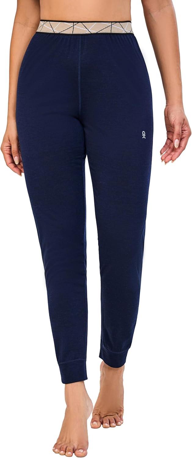 imageLittle Donkey Andy Womens Wool Base LayerThermal Underwear Bottoms Winter Long Johns PantsQuick Dry WickingNavy Blue
