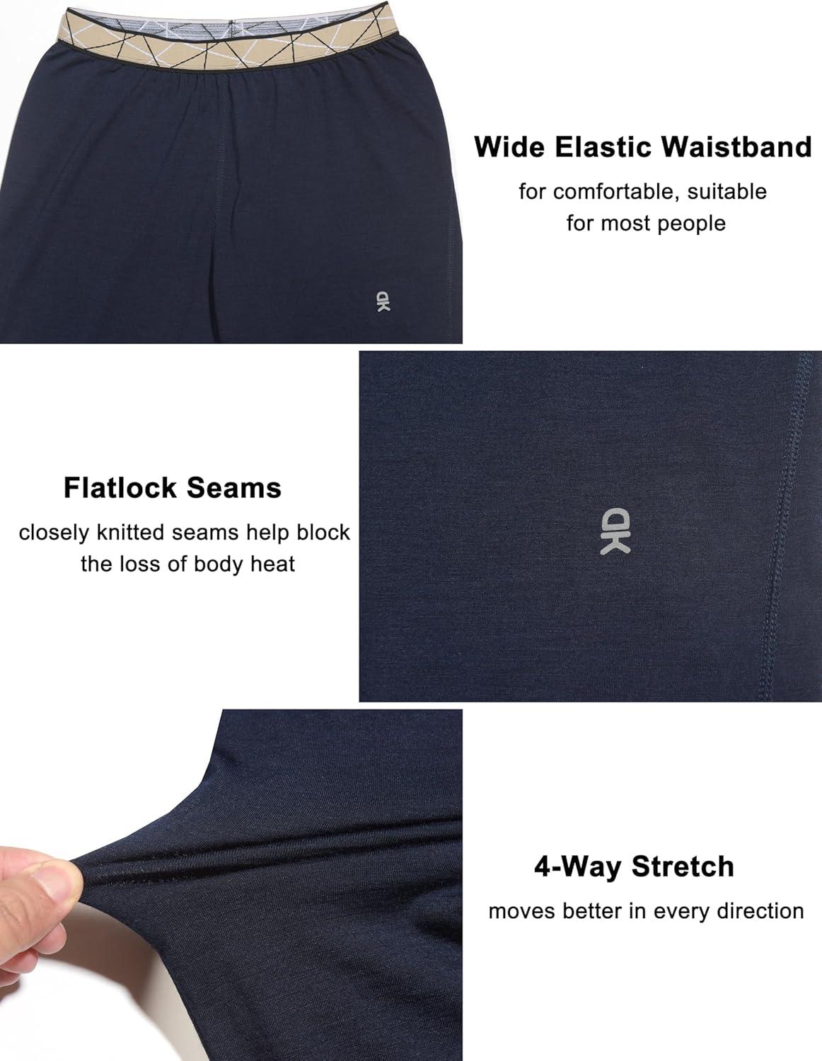 imageLittle Donkey Andy Womens Wool Base LayerThermal Underwear Bottoms Winter Long Johns PantsQuick Dry WickingNavy Blue