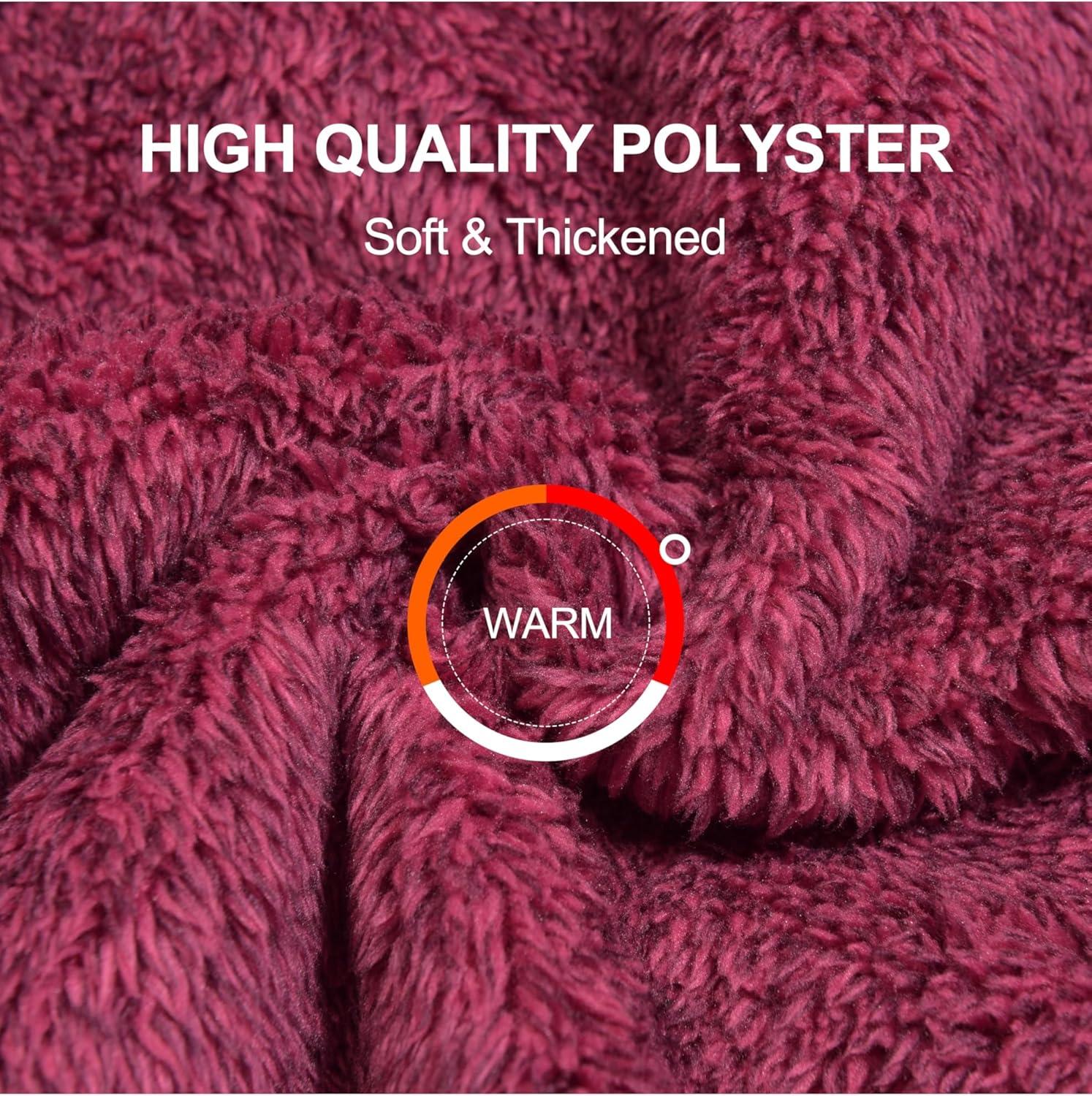 imageWomens Fleece Sherpa Jacket Fuzzy Long Sleeve Casual Coat Zip Up Warm Winter Fall Outerwear with PocketsRed