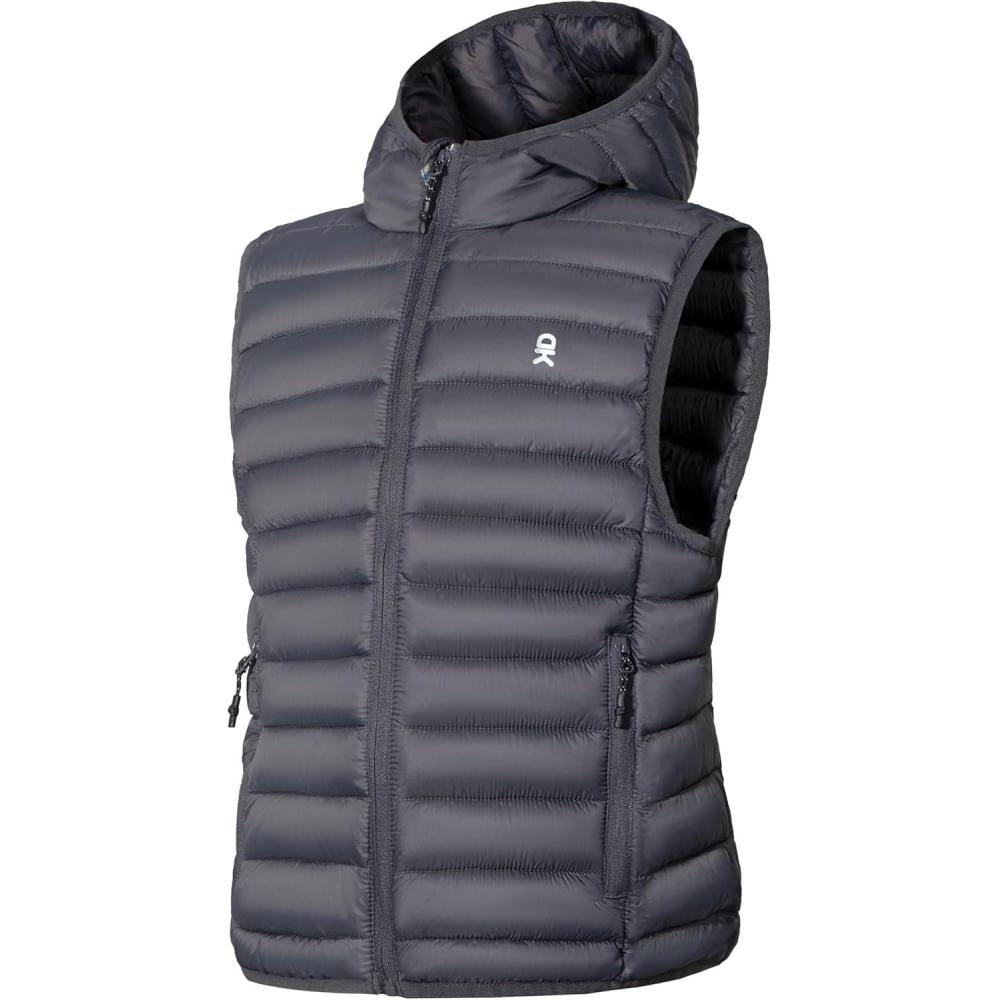 imageLittle Donkey Andy Girls Winter Puffer Vest Packable Lightweight FauxDown Hooded Sleeveless Jacket 614 YearsGray