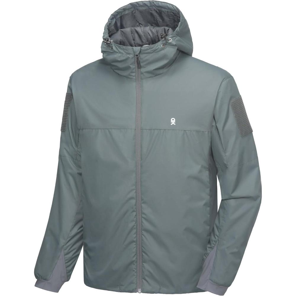 imageLittle Donkey Andy Mens Lightweight Insulated Jacket Windproof Water Resistant Warm Active Hooded Coat for Hiking OutdoorGrey