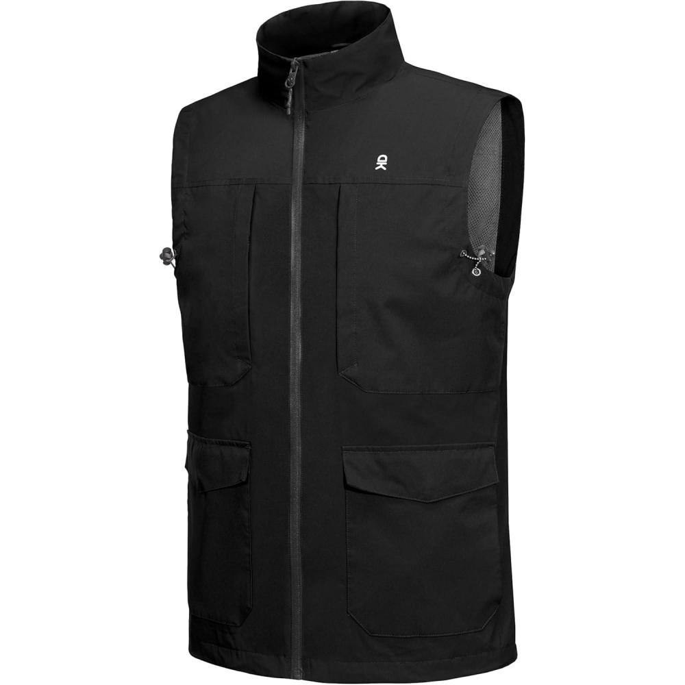 imageLittle Donkey Andy Mens Lightweight Quick Dry Vest Windproof Sleeveless Jacket with 11 Pockets for Travel Fishing HikingBlack