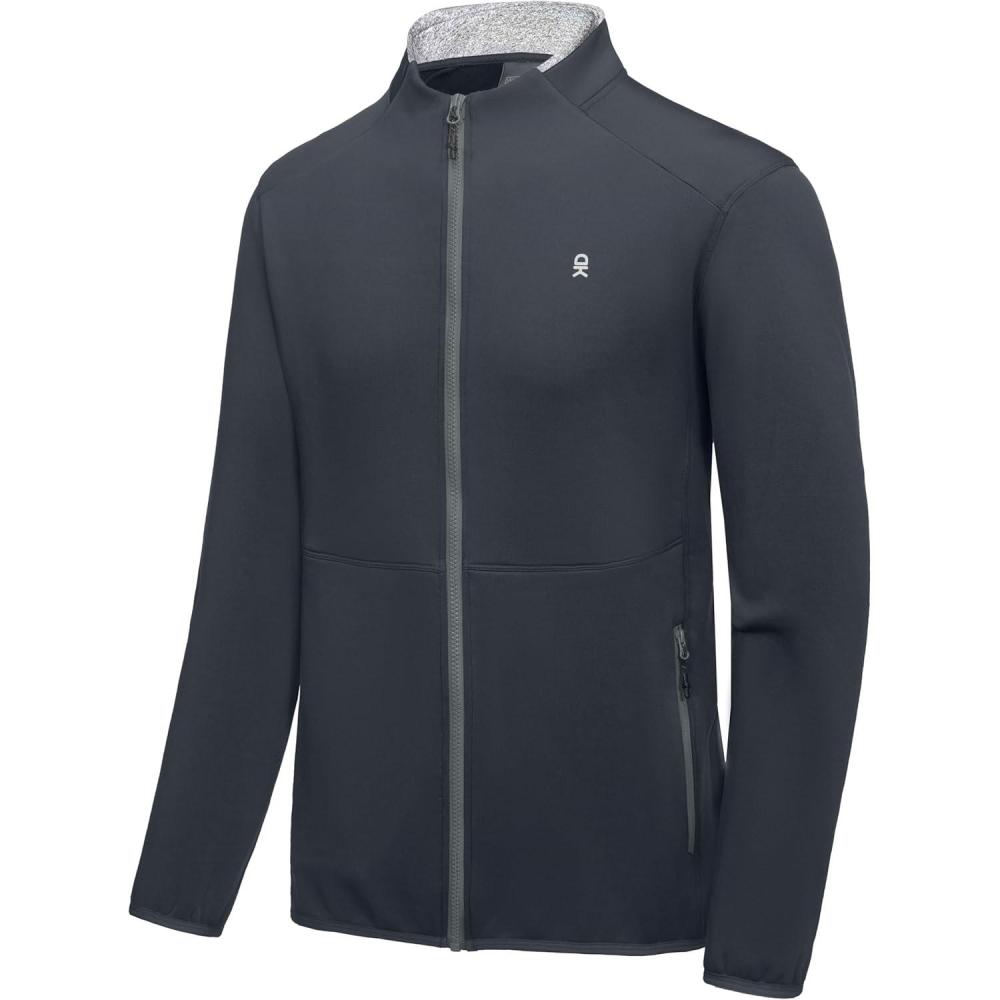 imageLittle Donkey Andy Mens Lightweight Running Warm Jacket Full Zip Fleece Lined Windproof Jacket for Outdoor CasualGray