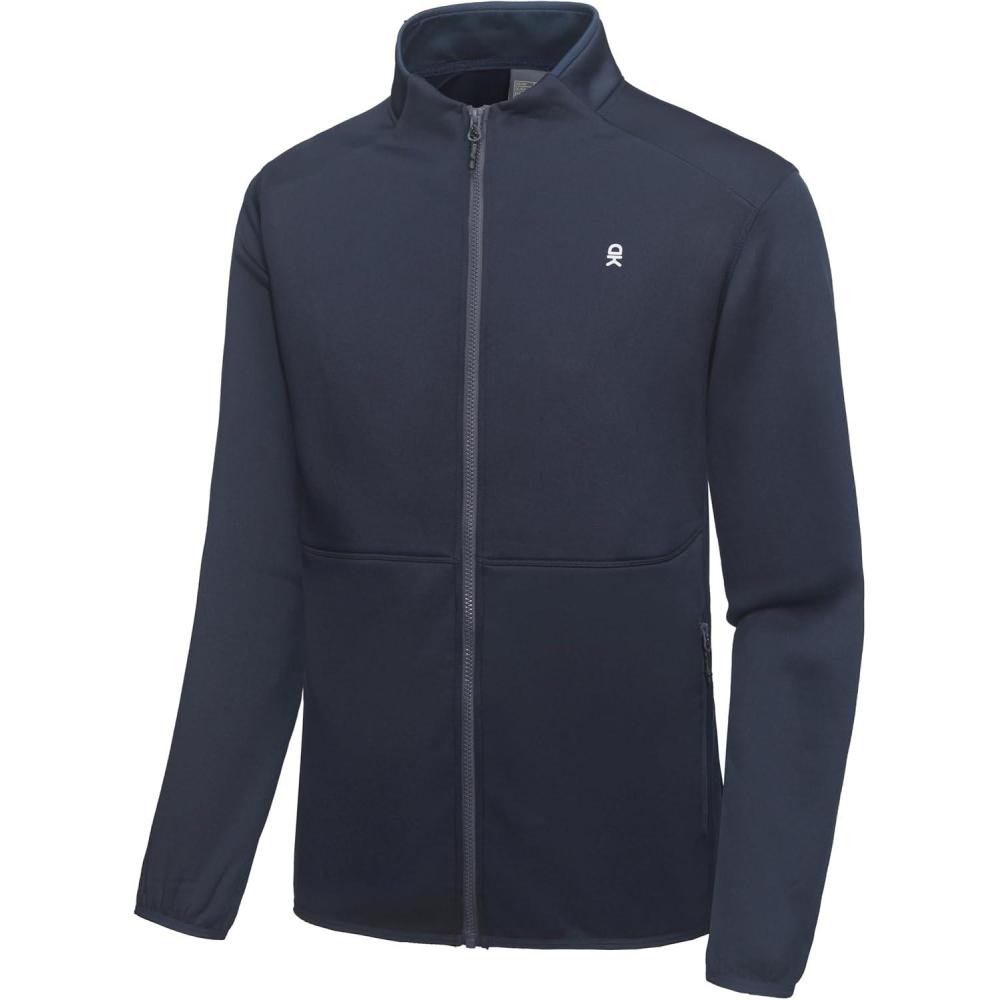 imageLittle Donkey Andy Mens Lightweight Running Warm Jacket Full Zip Fleece Lined Windproof Jacket for Outdoor CasualNavy Blue