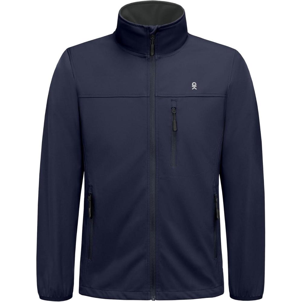 imageLittle Donkey Andy Mens Lightweight Softshell Jacket Windbreaker Waterproof Jacket with 3 Pockets for Running Golf HikingDark Blue