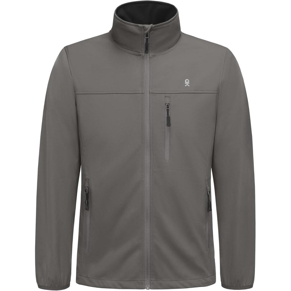 imageLittle Donkey Andy Mens Lightweight Softshell Jacket Windbreaker Waterproof Jacket with 3 Pockets for Running Golf HikingIron Gray