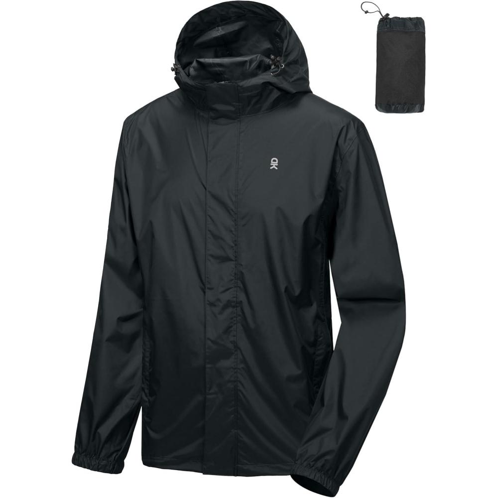 imageLittle Donkey Andy Mens Packable Rain Jacket Windbreaker Waterproof Lightweight Rain Coat with Hood for Golf Cycling HikingGray