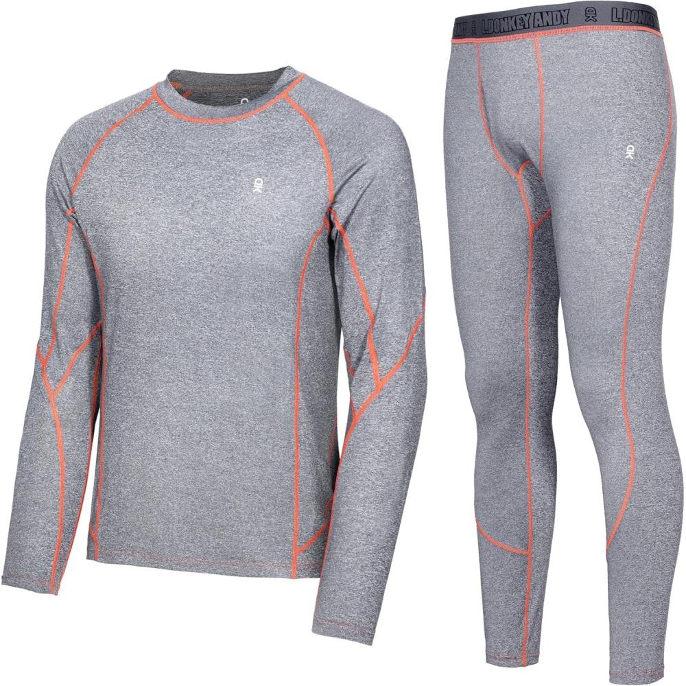 imageLittle Donkey Andy Mens Thermal Underwear Set Performance Base Layer Wicking Active Long Johns Top ampamp Bottom with Fly2 Gray