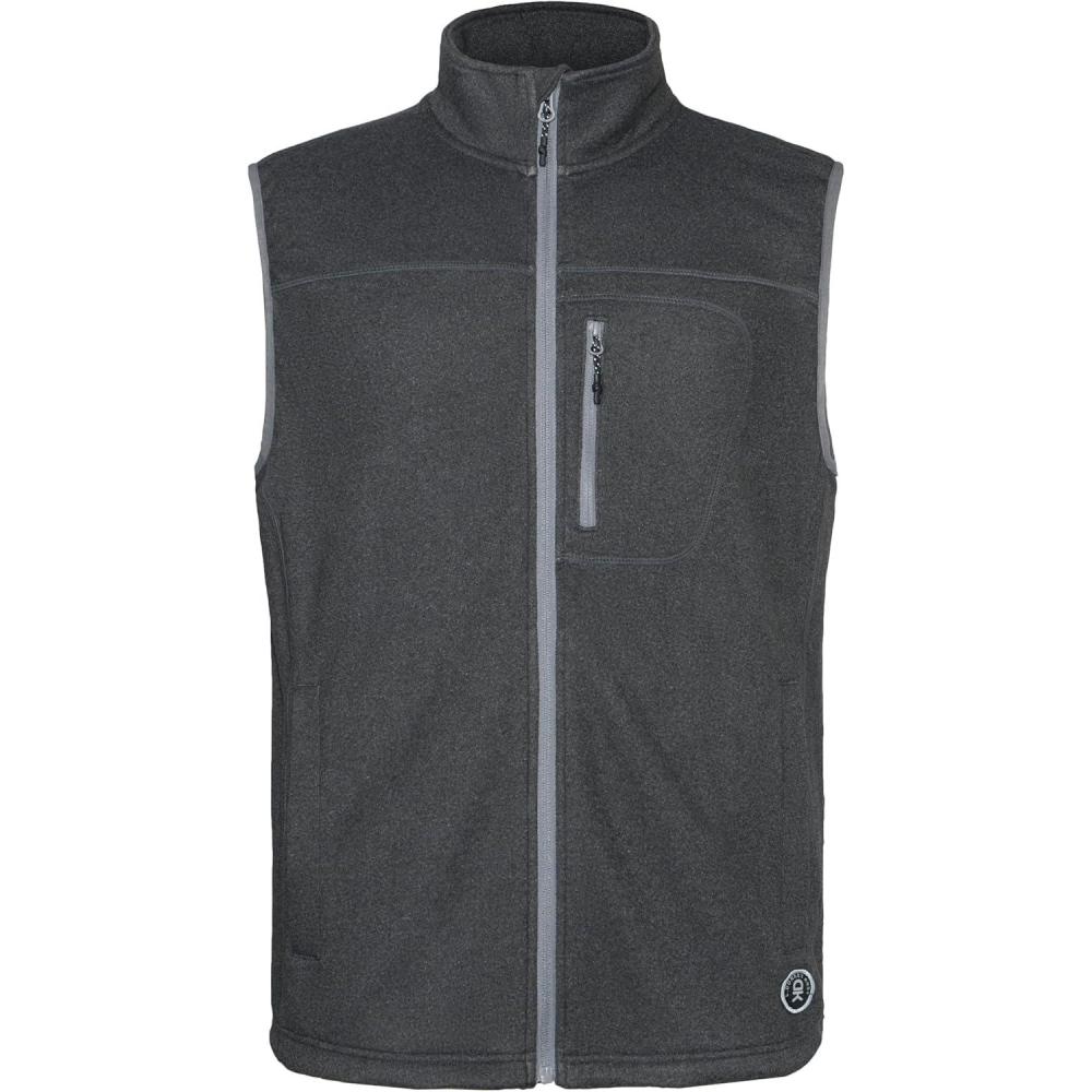 imageLittle Donkey Andy Mens Warm Fleece Vest Windproof Sleeveless FullZip Jacket for Golf Hiking Running TravelDark Grey