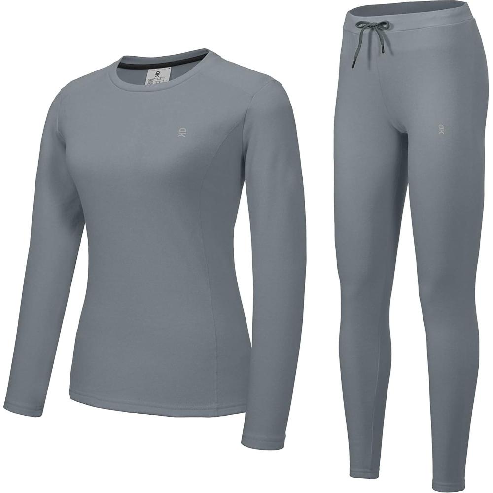 imageLittle Donkey Andy Womens Fleece Lined Thermals Underwear Set Base Layer Long Johns Cold Weather Top BottomDark Grey