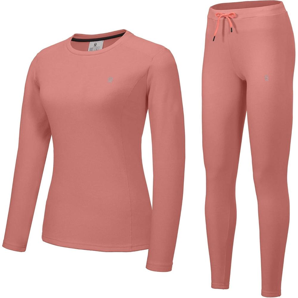 imageLittle Donkey Andy Womens Fleece Lined Thermals Underwear Set Base Layer Long Johns Cold Weather Top BottomPink