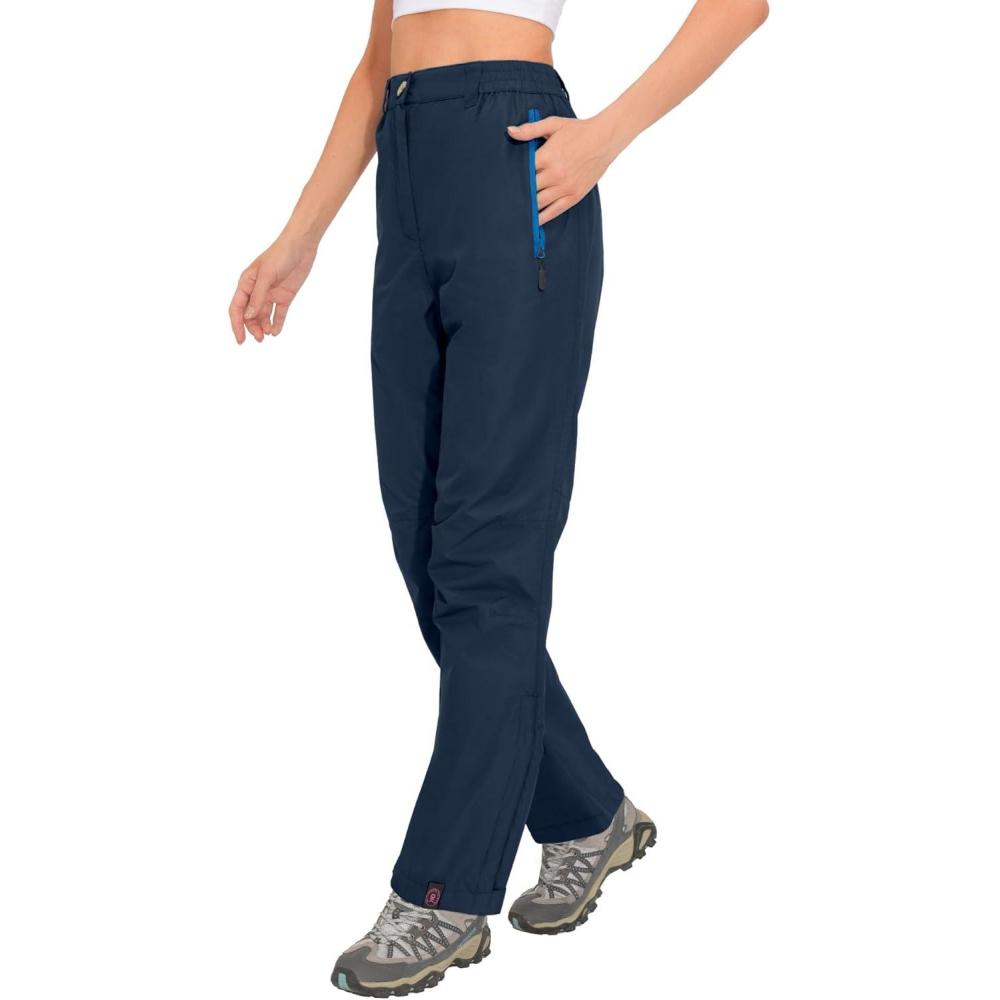 imageLittle Donkey Andy Womens Lightweight Rain Pants Water Resistant Hiking Golf Pants Outdoor Tactical Fishing PantsPageant Blue