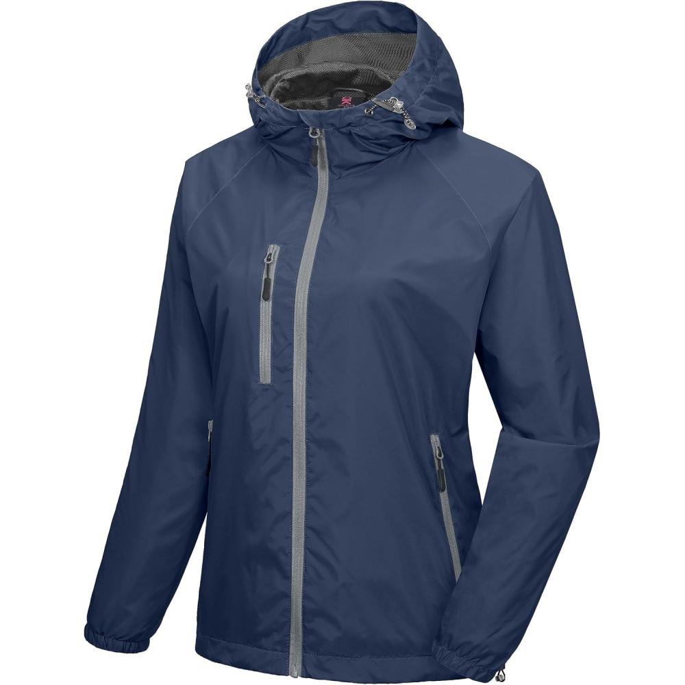 imageLittle Donkey Andy Womens Lightweight Windbreaker Zip Up Windproof Outerwear Jacket for Hiking Travel CyclingDark Blue