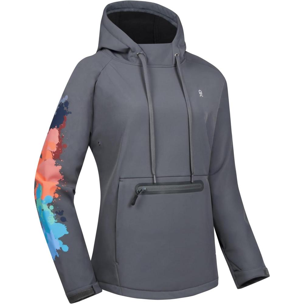 imageLittle Donkey Andy Womens Water Repellent Warm Hoodies with Fleece Lined Softshell Hooded Jacket with Large PocketIron Grey