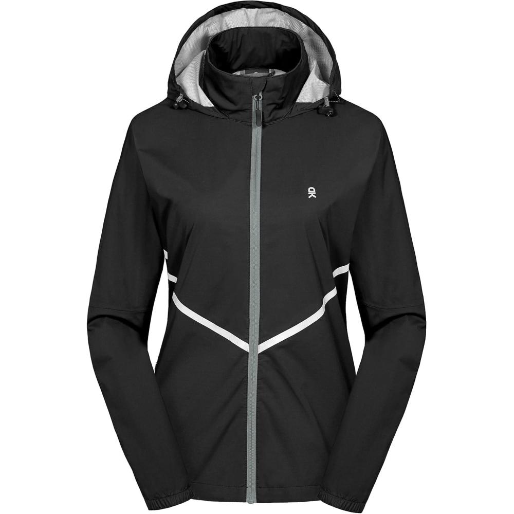 imageLittle Donkey Andy Womens Waterproof Cyling Jackets Rain Running Coats Lightweight Windproof PackableUpgraded Black