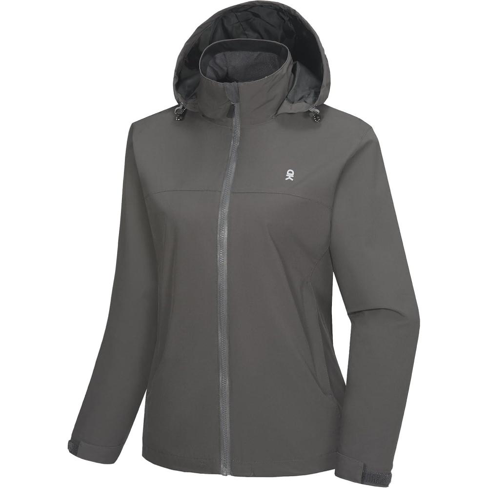 imageLittle Donkey Andy Womens Waterproof Rain Jacket Lightweight Windbreaker Breathable Raincoat with Hood for Outdoor HikingGrey