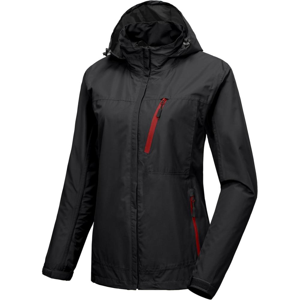 imageLittle Donkey Andy Womens Waterproof Rain Jacket with Hood Breathable Lightweight Windbreaker Rain Shell Coat