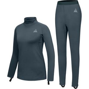 Dasawamedh Women’s Fleece Thermal Underwear Set Lightweight Warm Base Layers Long Johns for Hiking Skiing Diving(A Blue)
