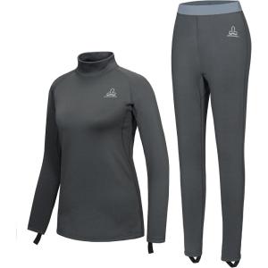 Dasawamedh Women’s Fleece Thermal Underwear Set Lightweight Warm Base Layers Long Johns for Hiking Skiing Diving(A Grey)