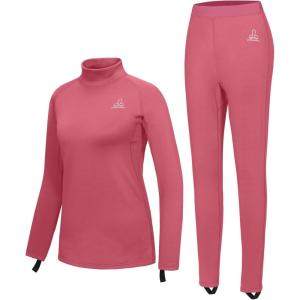 Dasawamedh Women’s Fleece Thermal Underwear Set Lightweight Warm Base Layers Long Johns for Hiking Skiing Diving(A Watermelon Red)